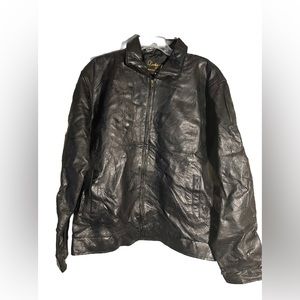 Leather And Soul Genuine Men's Large Black Leather Motorcycle jacket Used size L